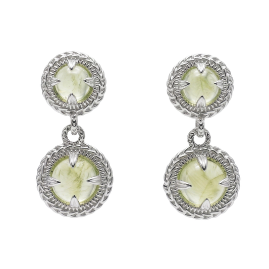 Mimosa Double Drop Earrings - Sterling Silver & Prehnite