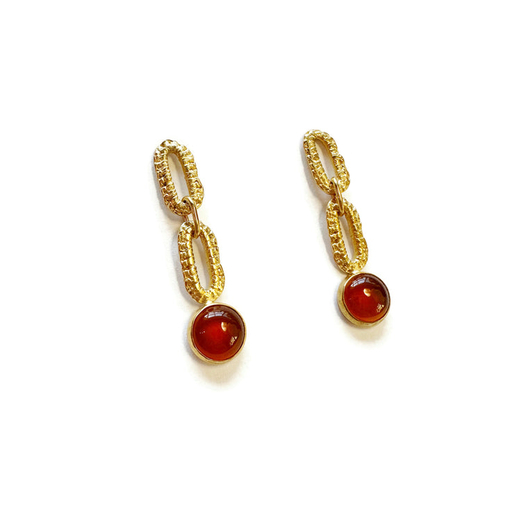 Taylor Two Link Gemstone Earrings in Carnelian