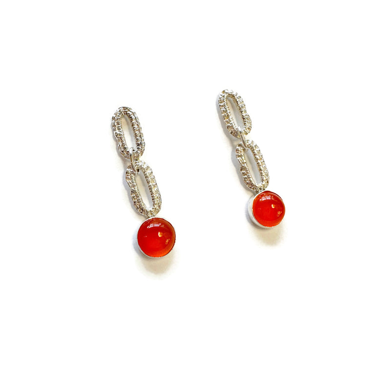 Taylor Two Link Gemstone Earrings in Carnelian
