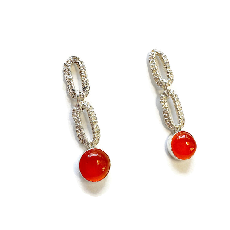 Taylor Two Link Gemstone Earrings in Carnelian