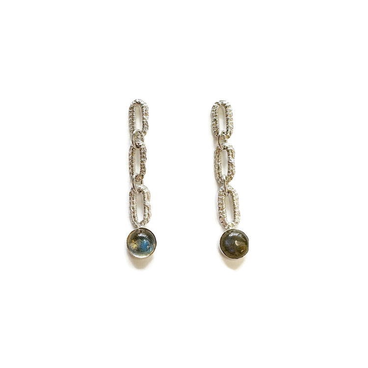 Taylor Three Link Gemstone Earrings in Labradorite