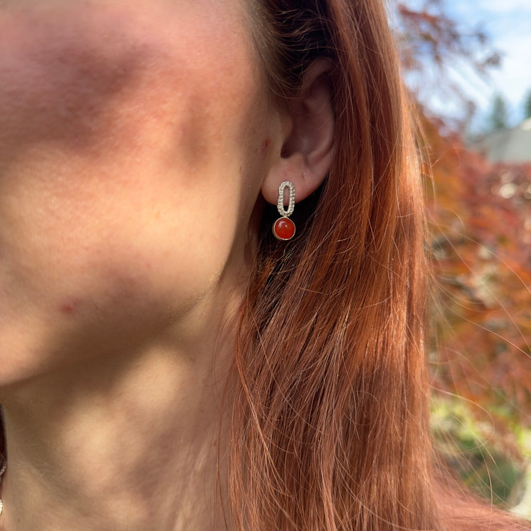 Abbi Gemstone Studs in Carnelian