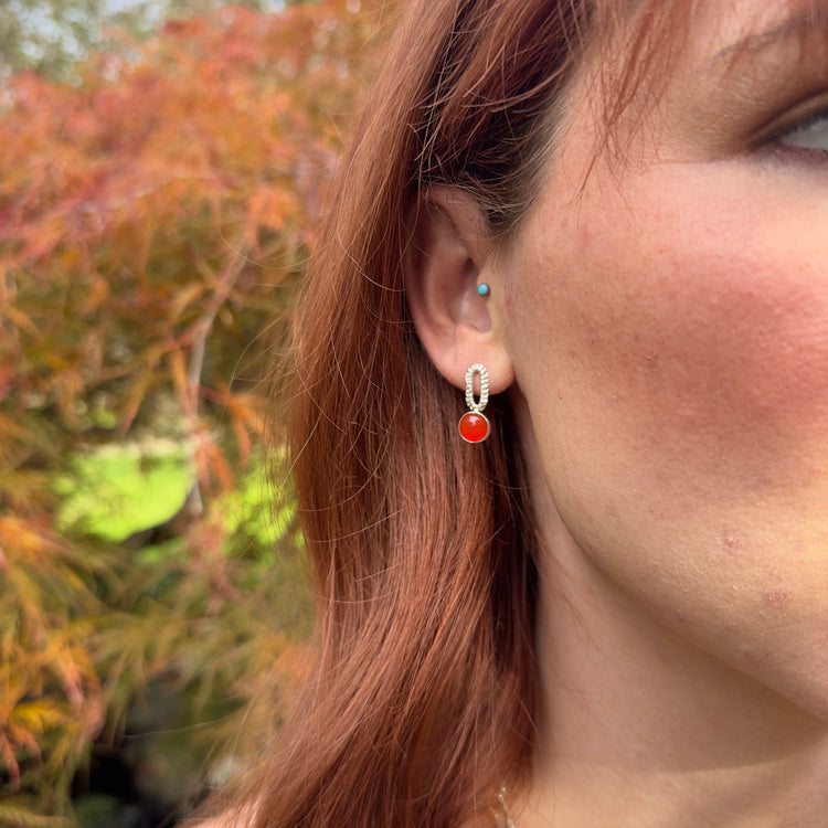 Abbi Gemstone Studs in Carnelian