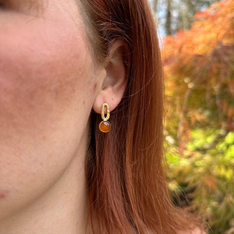 Abbi Gemstone Studs in Carnelian