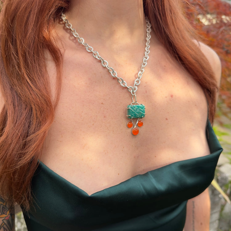 Amazonite + Carnelian Pendant // One-of-a-Kind