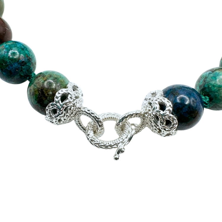 Chrysocolla Bead Bracelet - Sterling Silver