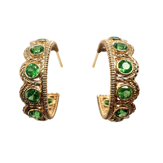 Tsavorite Garnet Small Rachael Hoops // 10kt Recycled Gold