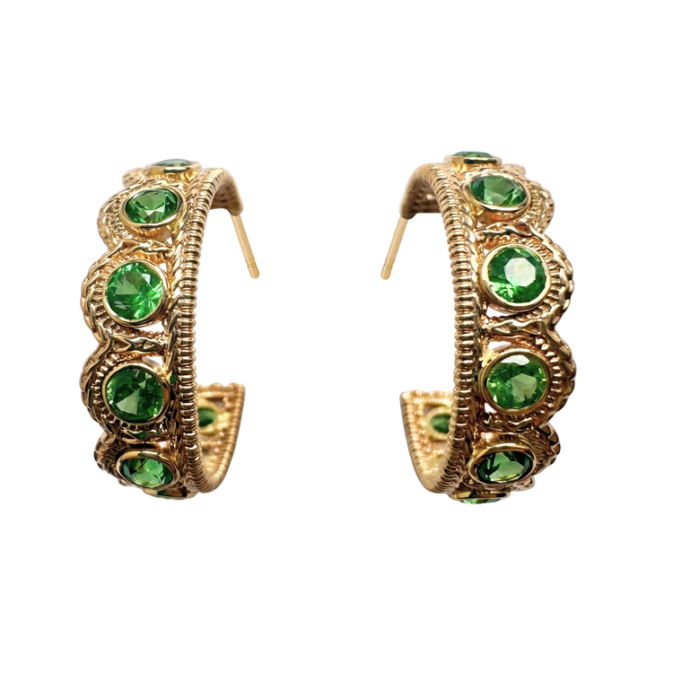 Tsavorite Garnet Small Rachael Hoops // 10kt Recycled Gold