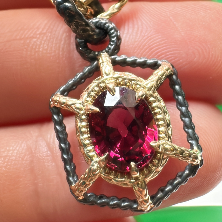 Tourmaline Oval Solaria Pendant // Mixed Metal