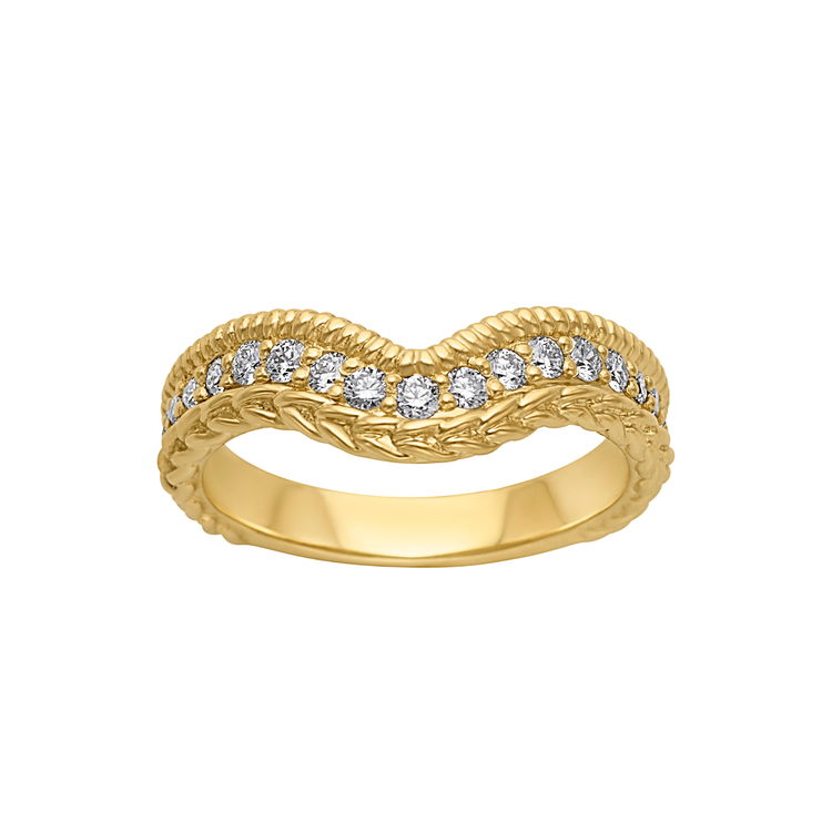 Pave Diamond Ilayda Double Stitch Band // 10kt Recycled Gold
