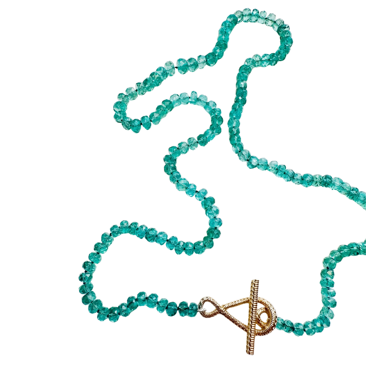 Lagoon Apatite T-Bar Necklace - 10kt Gold