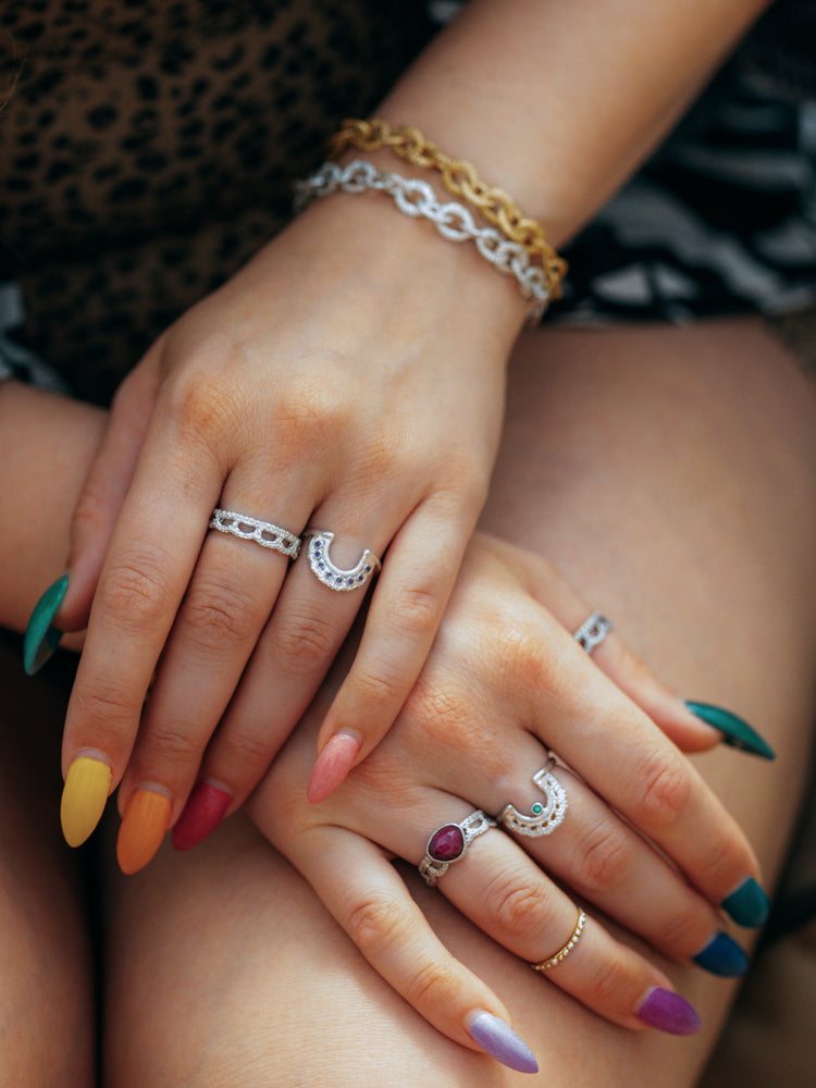 Monica Ring in Silver + Gemstone