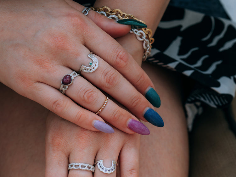 Monica Ring in Silver + Gemstone