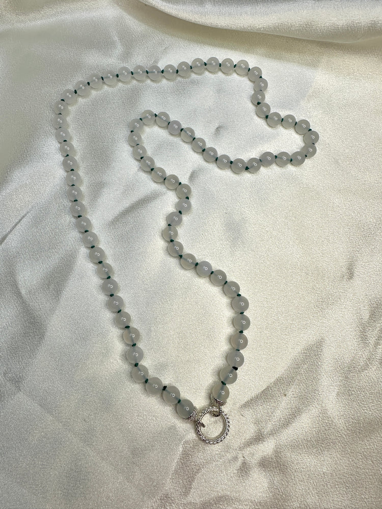 White Agate Bead Strand - Sterling Silver