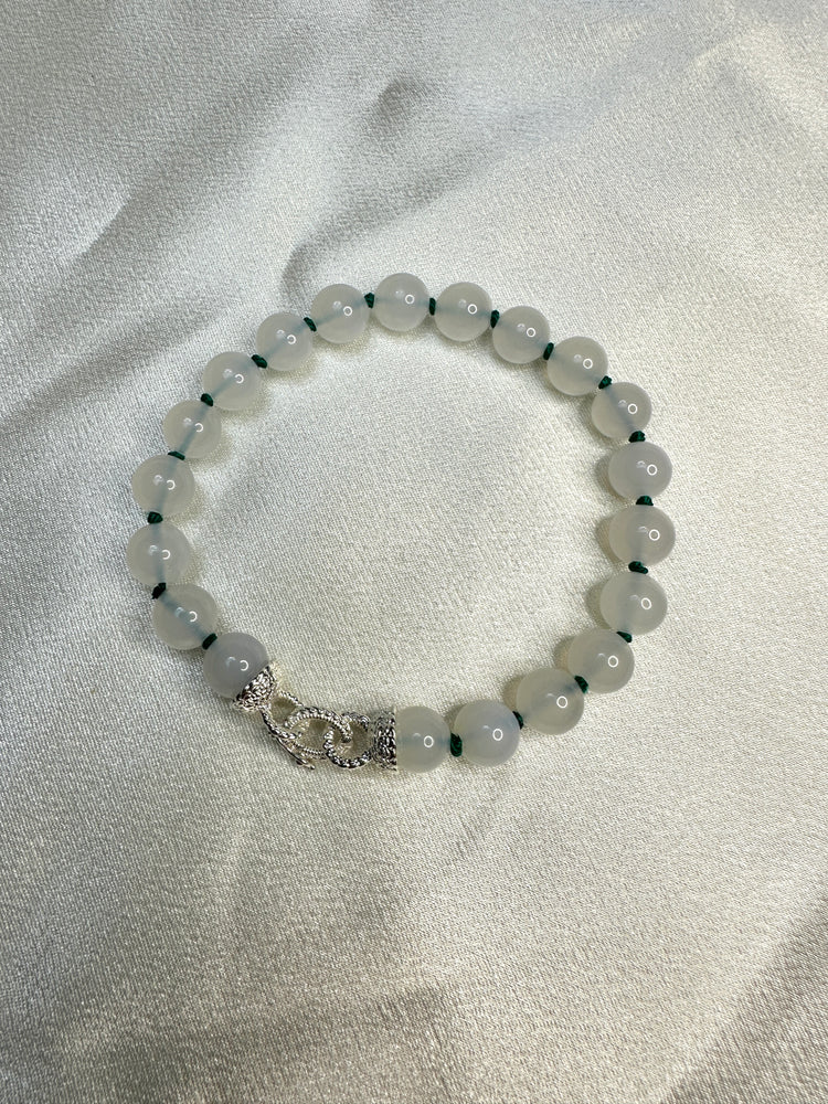 White Agate Bead Bracelet - Sterling Silver