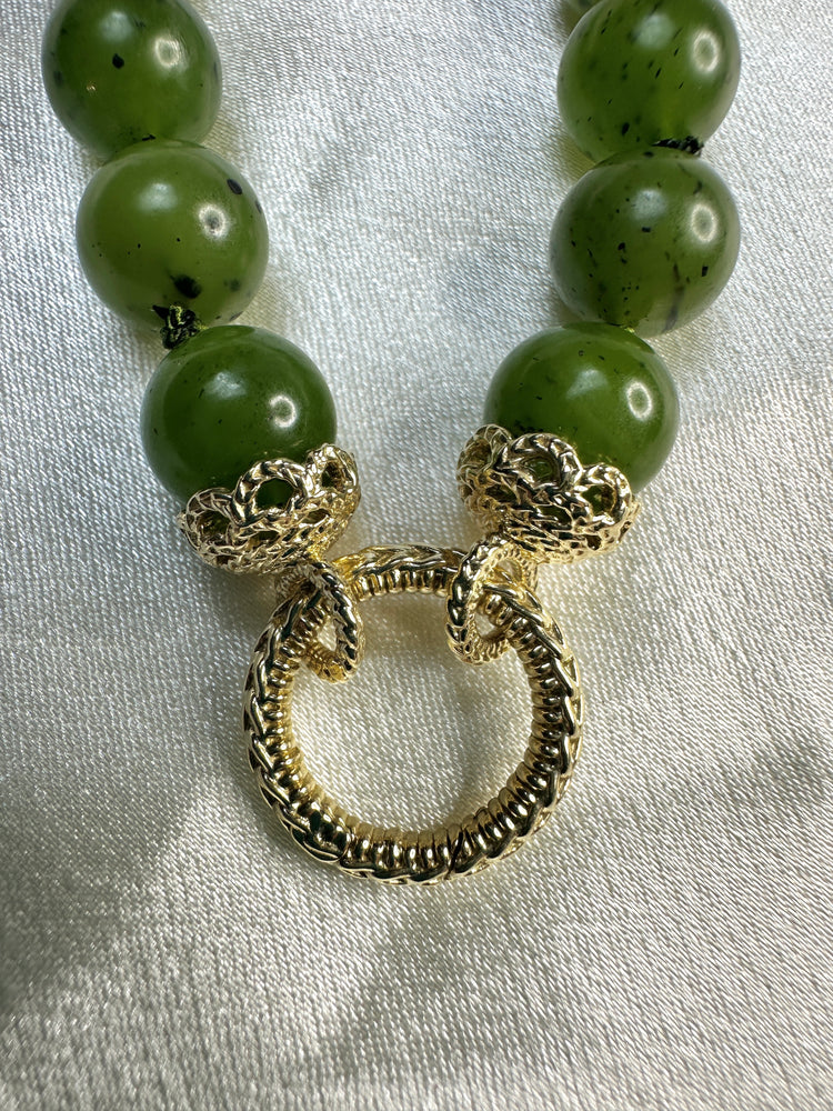 Canadian Jade Bead Strand - 10kt Gold