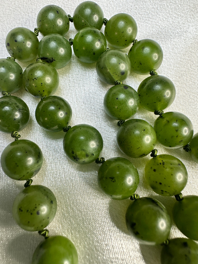 Canadian Jade Bead Strand - 10kt Gold