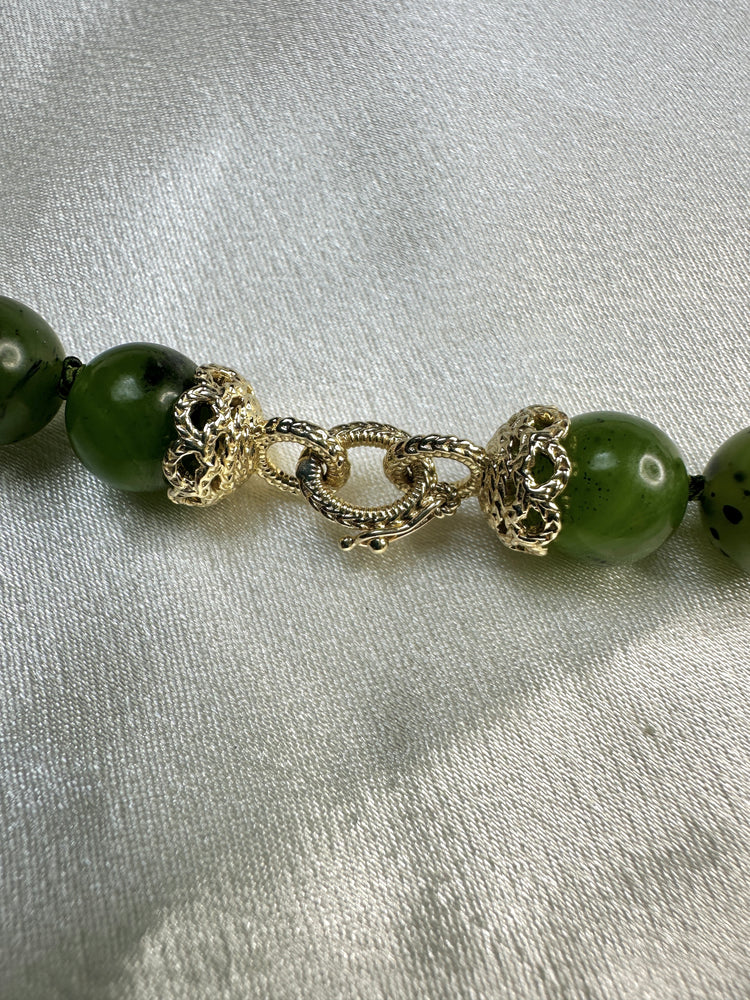 Canadian Jade Bead Strand - 10kt Gold