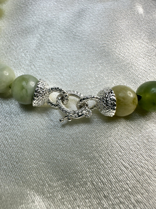 Serpentine Bead Strand - Sterling Silver