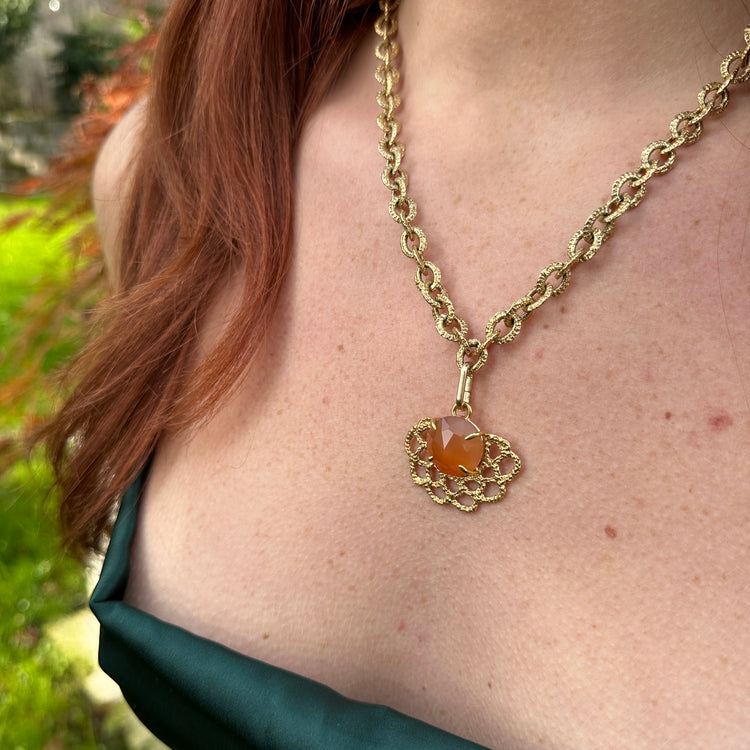 Marcela Gemstone Pendant in Carnelian // One-of-a-Kind