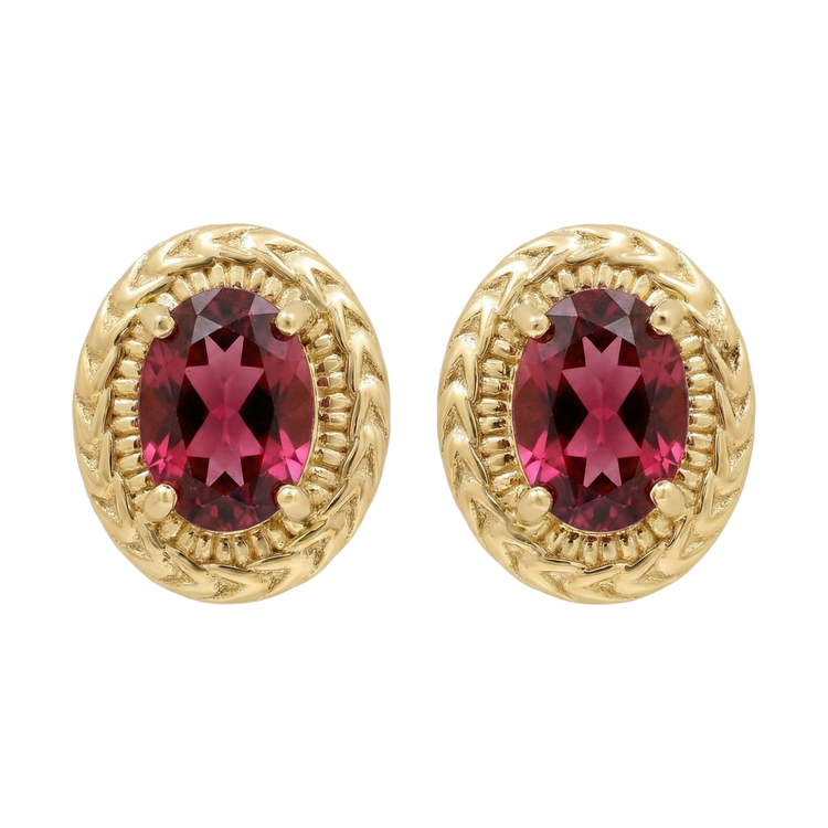 Nancianna Gemstone Studs - Gold & Rhodolite Garnet