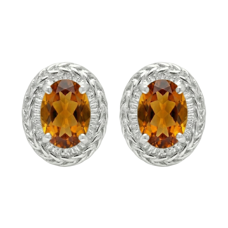 Nancianna Gemstone Studs - Sterling Silver & Citrine