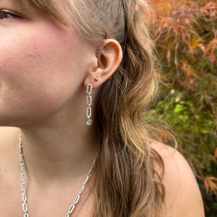 Taylor Three Link Gemstone Earrings in Labradorite