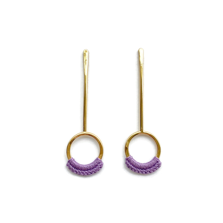 Droplet Earrings // Long Metal & Lace Circle Drop Earrings
