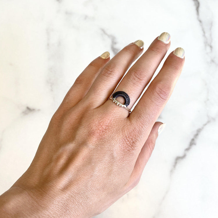 Baras Ring // Dark Grey-Rings-Twyla Dill-3-Sterling Silver-Seattle Jewelry-Handmade Jewelry-Seattle Jeweler-Twyla Dill