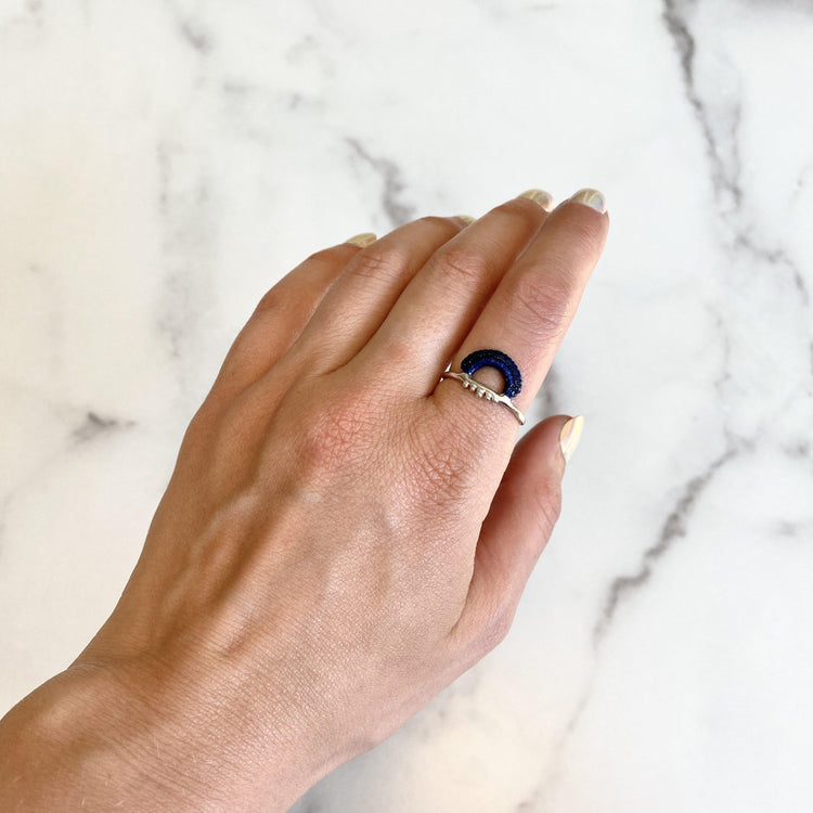 Baras Ring // Midnight Blue-Rings-Twyla Dill-4.5-Sterling Silver-Seattle Jewelry-Handmade Jewelry-Seattle Jeweler-Twyla Dill