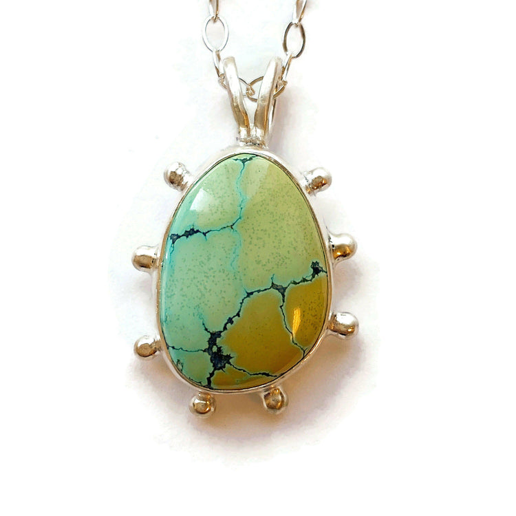 Blue Moon Turquoise Star Studded Pendant // One-of-a-Kind-Necklaces-Twyla Dill-Seattle Jewelry-Handmade Jewelry-Seattle Jeweler-Twyla Dill
