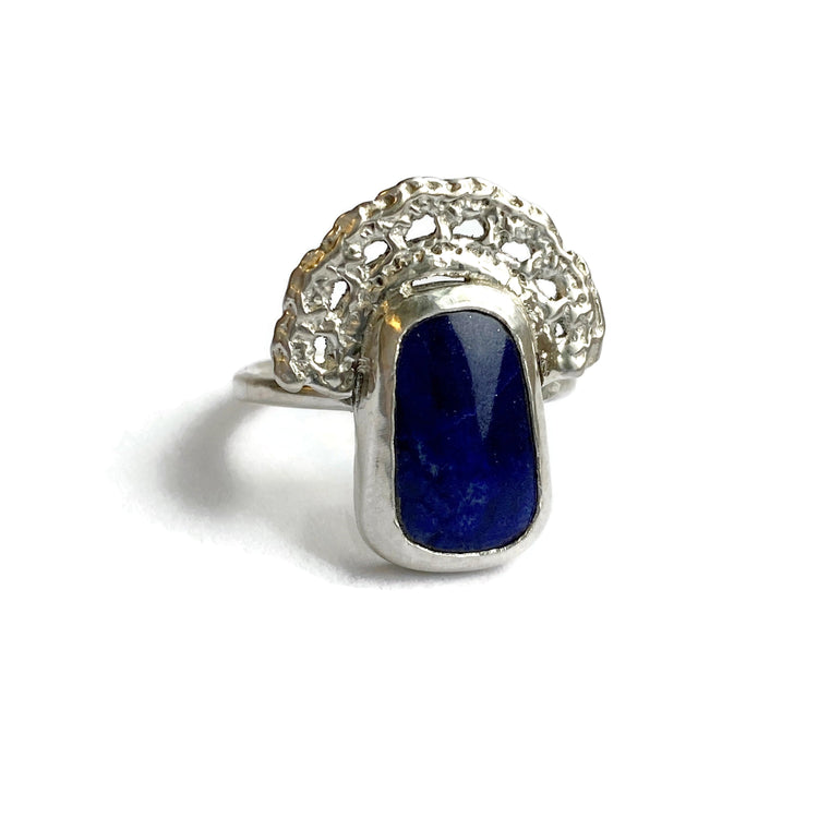 Cast Lace & Lapis Lace Halo Ring // One-of-a-Kind-Rings-Twyla Dill-Seattle Jewelry-Handmade Jewelry-Seattle Jeweler-Twyla Dill