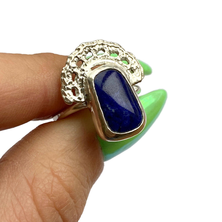 Cast Lace & Lapis Lace Halo Ring // One-of-a-Kind-Rings-Twyla Dill-Seattle Jewelry-Handmade Jewelry-Seattle Jeweler-Twyla Dill