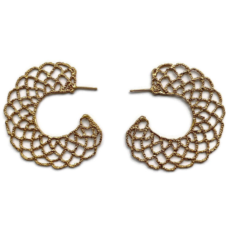 Cast Lace Large Filigree Hoops // Limited Edition-Earrings-Twyla Dill-Sterling Silver-Seattle Jewelry-Handmade Jewelry-Seattle Jeweler-Twyla Dill