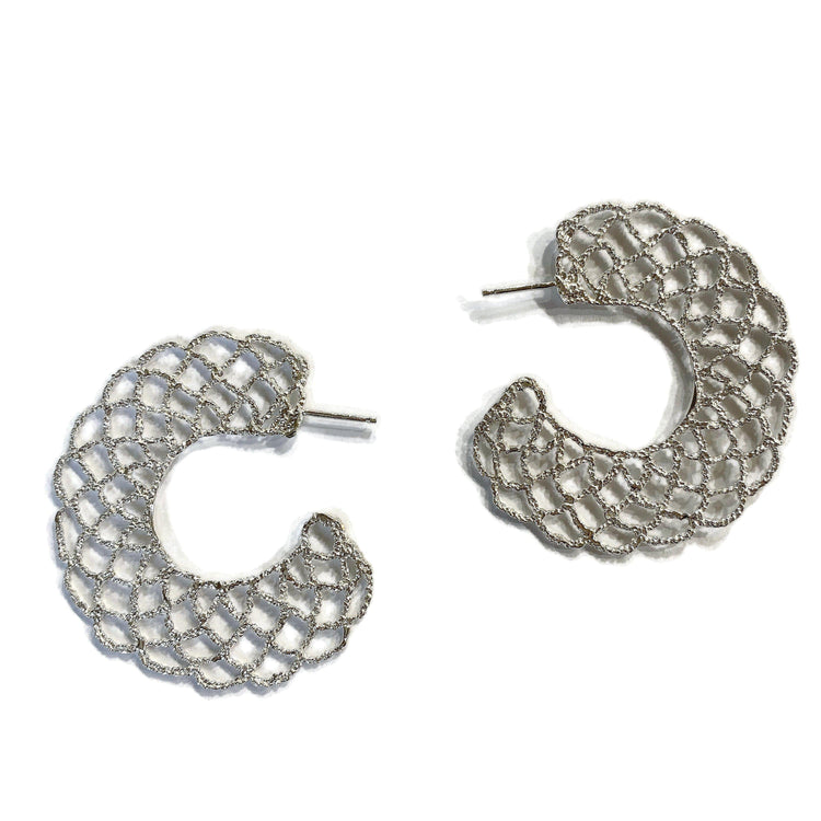 Cast Lace Large Filigree Hoops // Limited Edition-Earrings-Twyla Dill-Sterling Silver-Seattle Jewelry-Handmade Jewelry-Seattle Jeweler-Twyla Dill