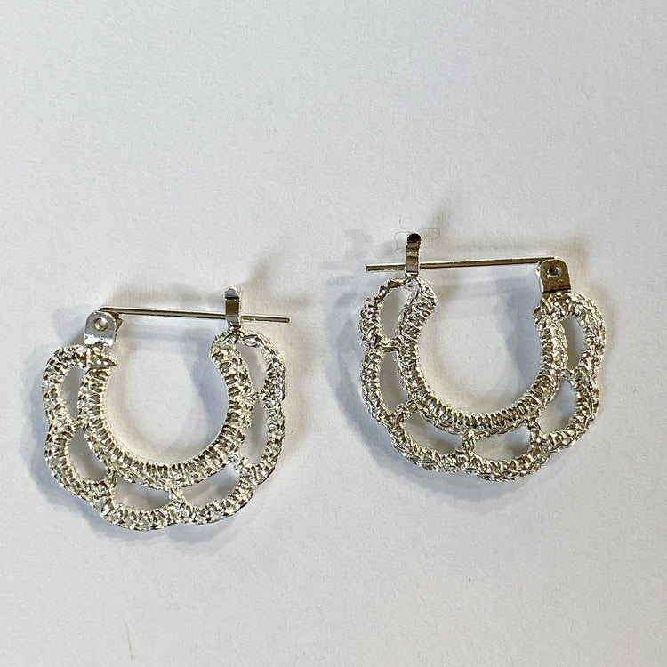 Cast Lace Scalloped Hoops // Limited Edition-Earrings-Twyla Dill-Sterling Silver-Seattle Jewelry-Handmade Jewelry-Seattle Jeweler-Twyla Dill