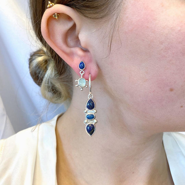 Lapis Dual Point Hoops // One-of-a-Kind-Earrings-Twyla Dill-Seattle Jewelry-Handmade Jewelry-Seattle Jeweler-Twyla Dill