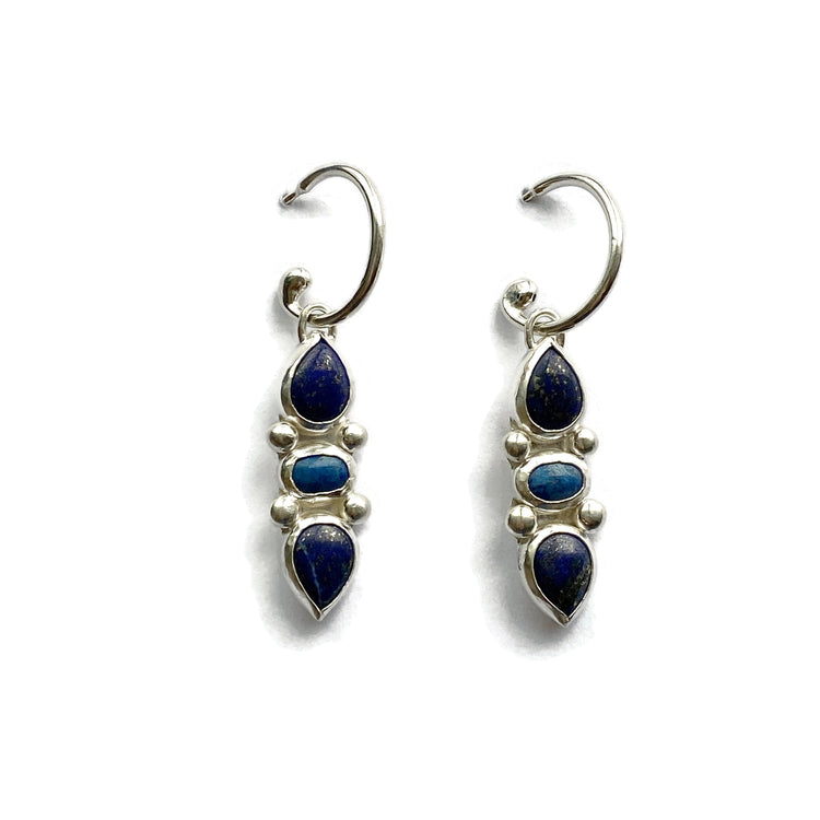 Lapis Dual Point Hoops // One-of-a-Kind-Earrings-Twyla Dill-Seattle Jewelry-Handmade Jewelry-Seattle Jeweler-Twyla Dill