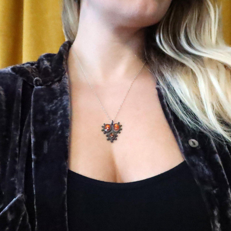 Orange Kyanite Cluster with Dots Necklace // One-of-a-Kind-Necklaces-Twyla Dill-Seattle Jewelry-Handmade Jewelry-Seattle Jeweler-Twyla Dill