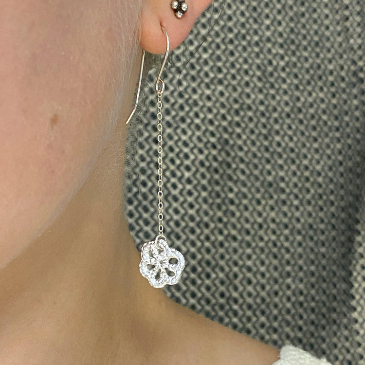 Silver Lace Flower Earrings // Limited Edition-Earrings-Twyla Dill-Simple Flower-Seattle Jewelry-Handmade Jewelry-Seattle Jeweler-Twyla Dill