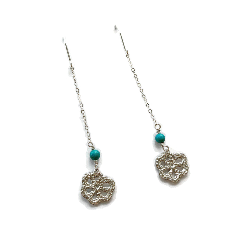 Silver Lace Flower Earrings // Limited Edition-Earrings-Twyla Dill-Simple Flower-Seattle Jewelry-Handmade Jewelry-Seattle Jeweler-Twyla Dill
