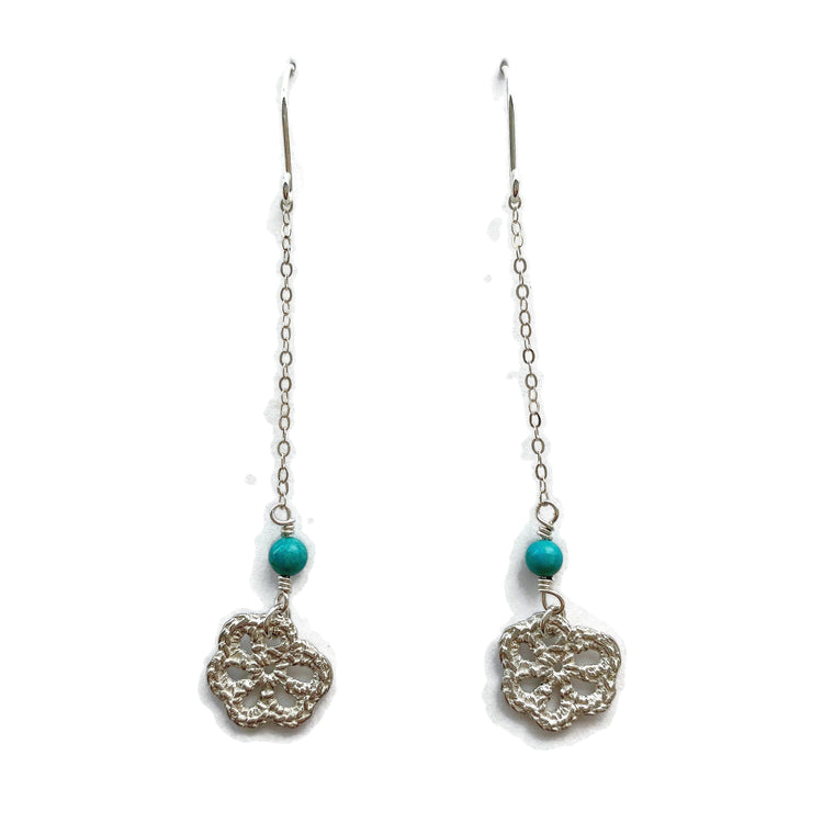 Silver Lace Flower Earrings // Limited Edition-Earrings-Twyla Dill-Turquoise Bead Addition-Seattle Jewelry-Handmade Jewelry-Seattle Jeweler-Twyla Dill