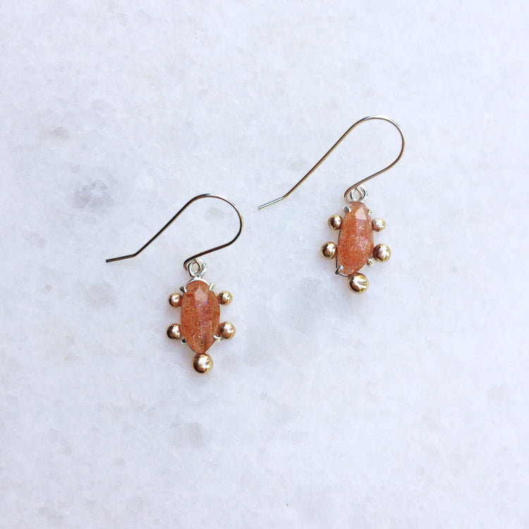 Sunstone Ray Earrings // One-of-a-Kind-Earrings-Twyla Dill-Seattle Jewelry-Handmade Jewelry-Seattle Jeweler-Twyla Dill