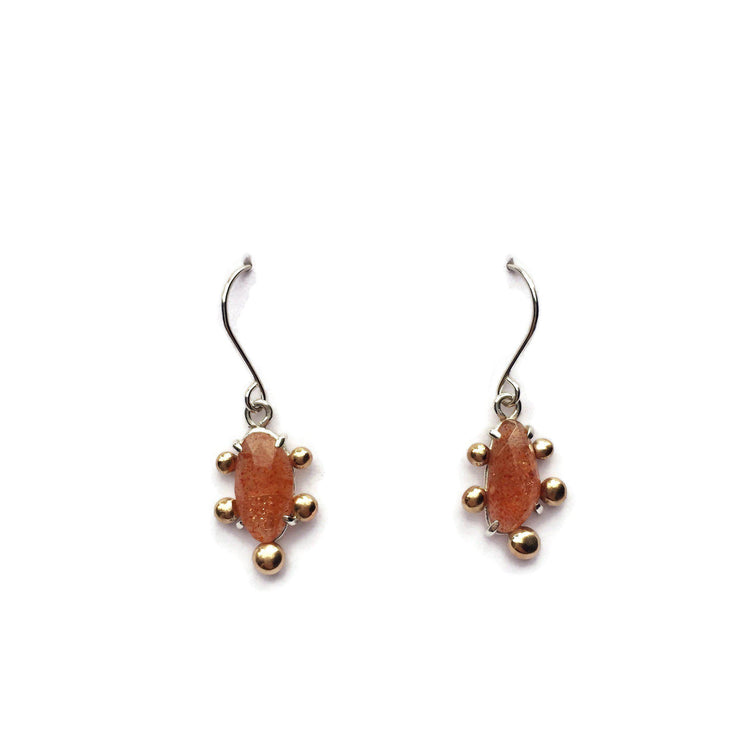 Sunstone Ray Earrings // One-of-a-Kind-Earrings-Twyla Dill-Seattle Jewelry-Handmade Jewelry-Seattle Jeweler-Twyla Dill