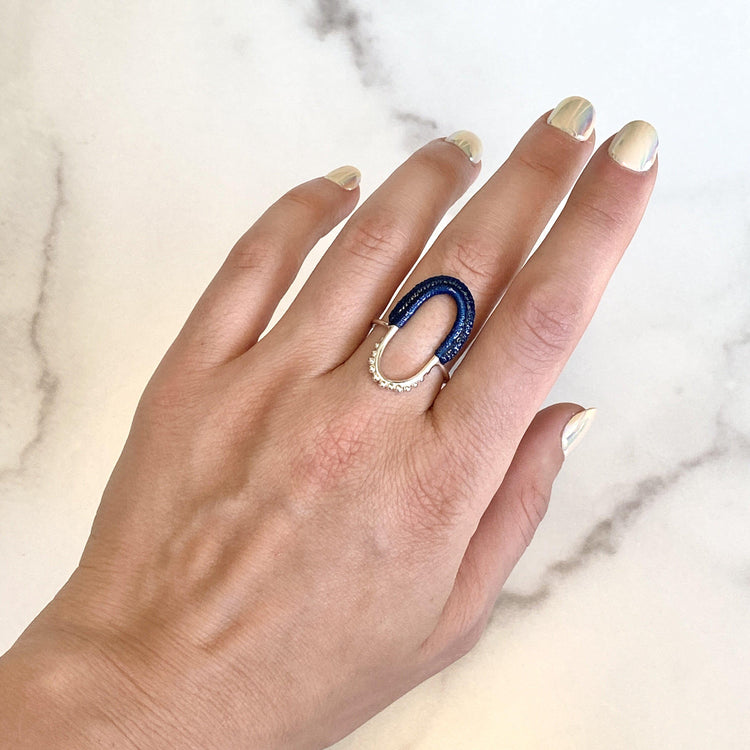 Vishu Ring // Midnight Blue-Rings-Twyla Dill-4-Sterling Silver-Seattle Jewelry-Handmade Jewelry-Seattle Jeweler-Twyla Dill