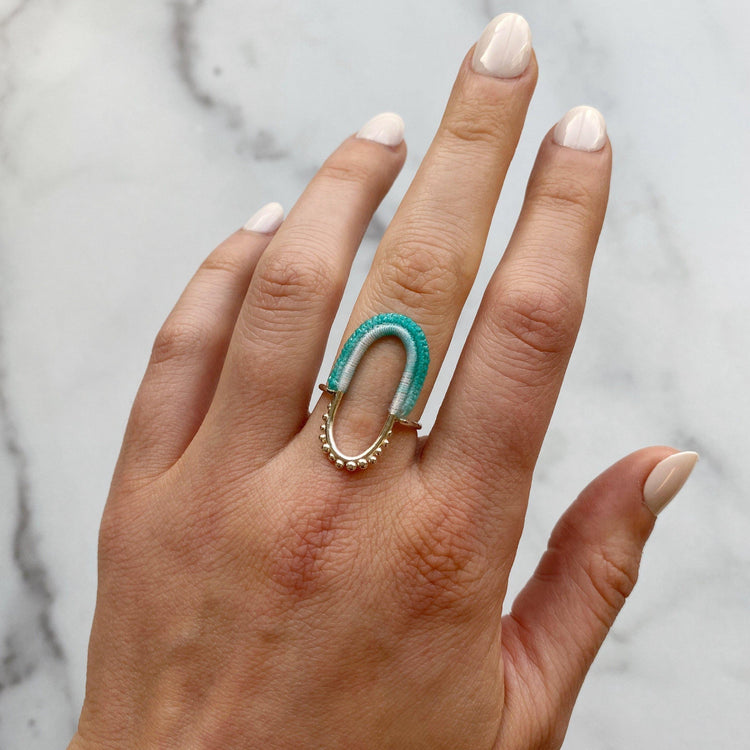 Vishu Ring // Sterling Silver + Hand Dyed Sea Spray-Rings-Twyla Dill-7.5-Seattle Jewelry-Handmade Jewelry-Seattle Jeweler-Twyla Dill