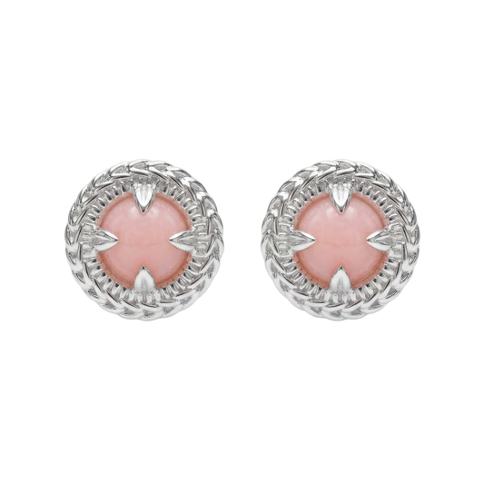 Mimosa Studs - Sterling Silver & Pink Opal