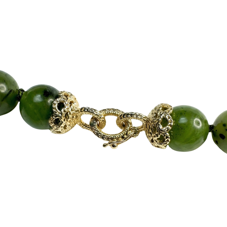 Canadian Jade Bead Strand - 10kt Gold