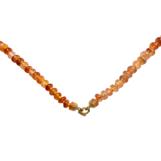 Carnelian Bead Strand - 10kt Gold