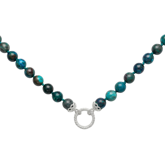 Chrysocolla Bead Strand - Sterling Silver